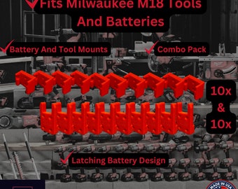 20 Piece Combo Pack! Milwaukee M18 Battery And Tool Mounts/Holders/Hangers -Heavy Duty