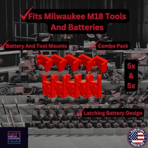 10 Stück Combo Pack! Milwaukee M18 Batterie- und Werkzeughalterungen/Halter/Aufhänger -Heavy Duty