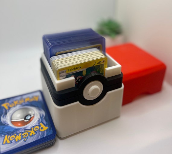 pokemon card stack Pokémon Storage Chest - 3D Printed Pokémon Card Organizer | Pokeball Card Box for Toploader Trading Card Sleeves 300+ Cards Opening a stack of RARE