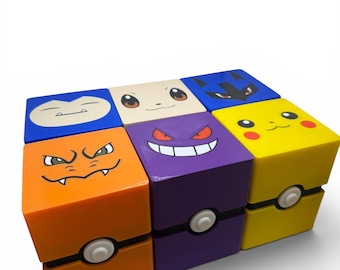 Pokémon-deckbox | Charizard Pikachu Gengar Eevee Snorlax Lucario Umbreon Voltorb | TCG-kaartopslag | Geschikt voor bovenladers | Pokemon-cadeau