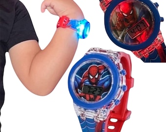 Barn Flash Light Lysande Spiderman Armbandsur