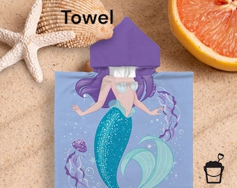 Mermaid Towel Microfiber Sand Free Quick Dry Hooded Bath Towel Baby Girl Toddler