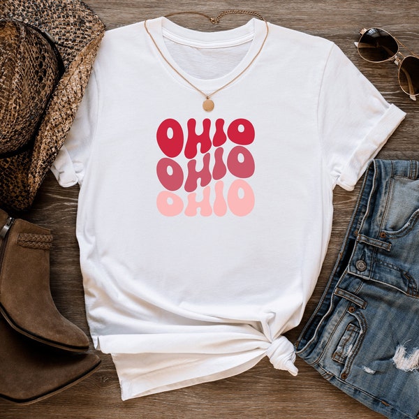Ohio Shirt, Ohio Wavy Tee, Retro T-Shirt, Old School Ohio T Shirt, Groovy OH, Buckeye State Apparel