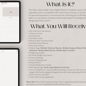 PLR Digital Planner Template Fitness Planner Canva Commercial - Etsy