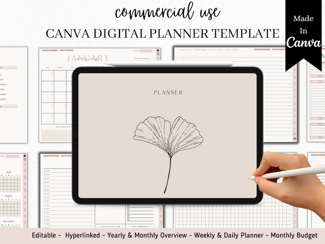PLR Digital Planner Template Canva | Editable Canva Planner Template ...