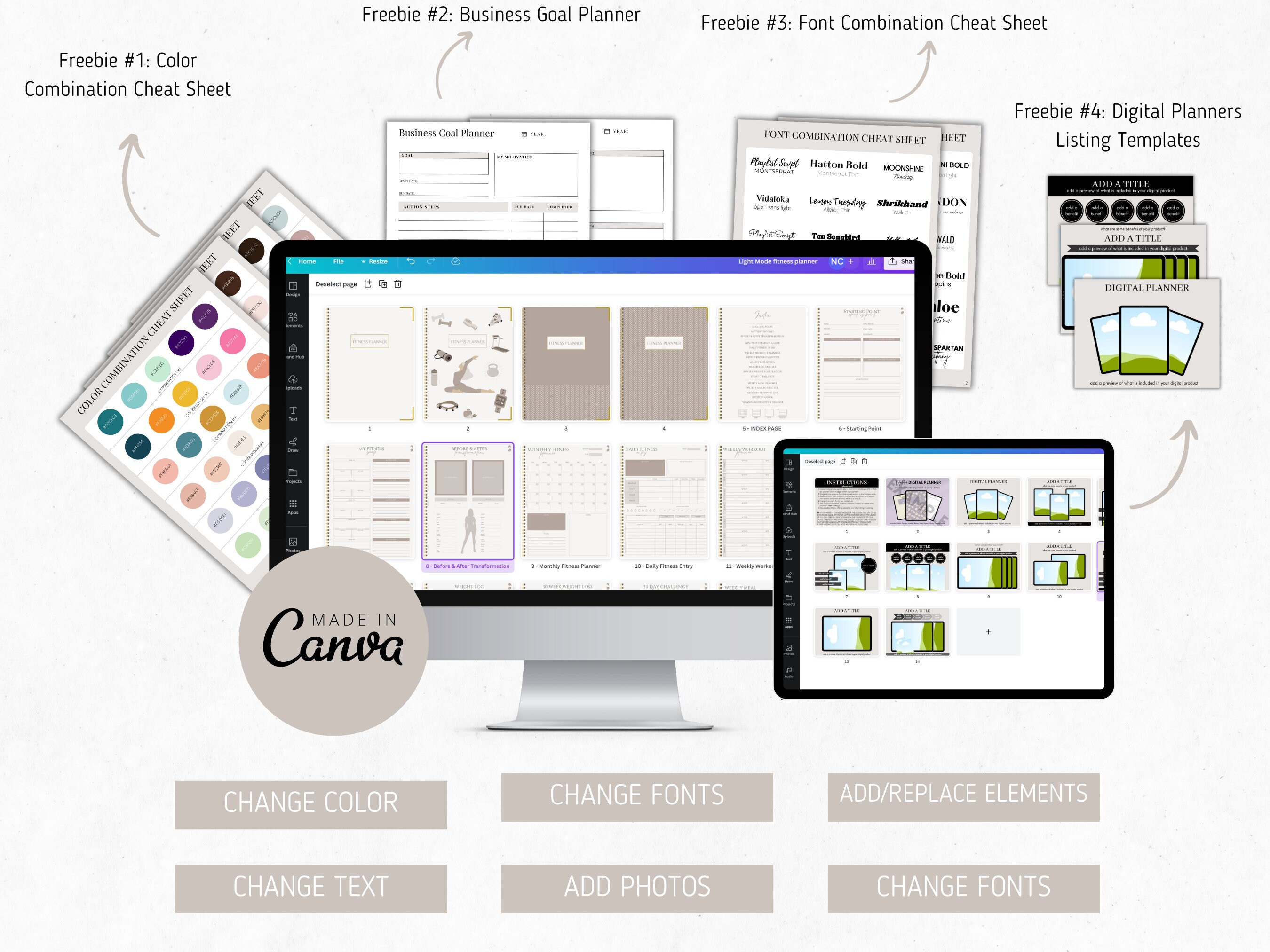 PLR Fitness Digital Planner Template, Canva Commercial Use Editable ...