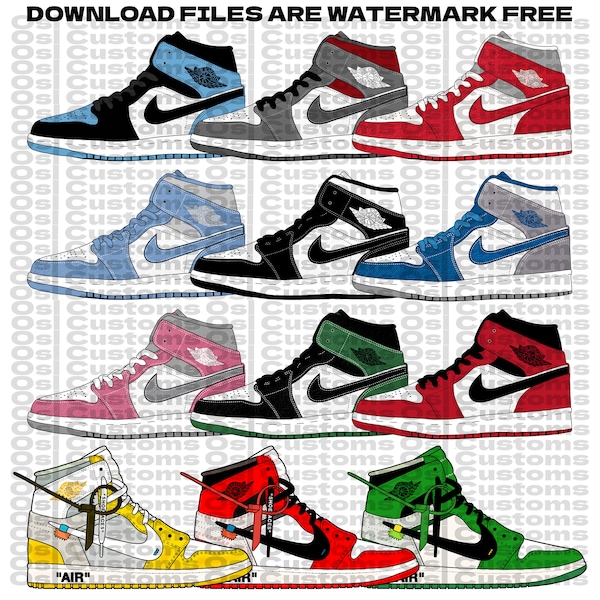 Retro sneakers, 12 color Schemes, Includes Off-white Collection, and #23 in colors to match shoe
