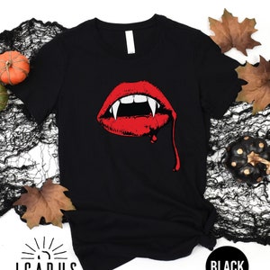 FanGtastic Vampire Lips Shirt, Halloween Party Outfit, Gift for Spooky Women, Bloody Kiss Hoodie, Bite Me Vampire Fangs Tee, Vampire Shirt