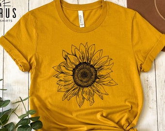 Sunflower Shirt, Aesthetic Gift for Her, Sunshine Tee, Women's Fall Sweater, Floral T-Shirt, Mother's Day Gift, Plant Mom Gardening Tee