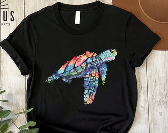 Watercolor Sea Turtle Shirt, Ocean Animals Shirt, Sea Turtle Summer Beach T-shirt, Cute Turtle Lover Women Gift, Save the Turtles Tee, N102