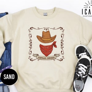 Vintage Cowboy Sweatshirt, Western Country Girl Shirt, Gift for Him, Boho Western Graphic Shirt, Cowgirl Rodeo Shirt, Western Lover Gift
