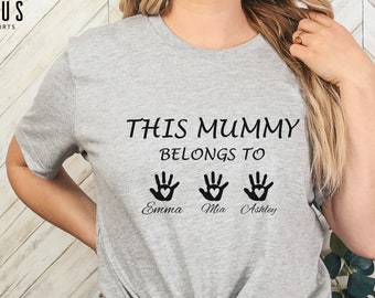 Personalized This Mummy Belongs to Kids' Names Shirt, Custom Mom Shirt, Mother's Day Gift, Mom's Birthday Gift, Mom Kids Matching Shirt