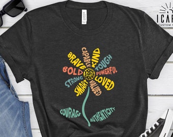 You Are Enough Positive Inspirational Shirt, Motivational Gift for Women, Mental Health Self Love Tee, Aesthetic Flower Faith Hoodie
