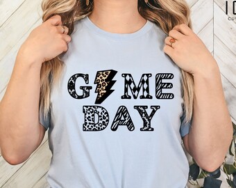 Game Day Shirt, Football Fan Gift, Superbowl Leopard Print Game Day Sweatshirt, Women’s Sports Tee, Game Day Hoodie, Sport Mom T-shirt