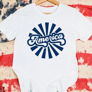 Retro America Shirt, Patriotic Gift, 4th of July Independence America Tee, Trendy America Sunshine Tee, Fireworks Merica Baby Women Top