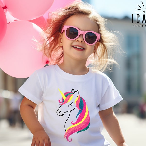 Unicorn Shirt for Kids, Girls Unicorn Theme Birthday Party Gift, Fifth Sixth Birthday Girl Tee, Unicorn Lover Gift, Kids Christmas Gift