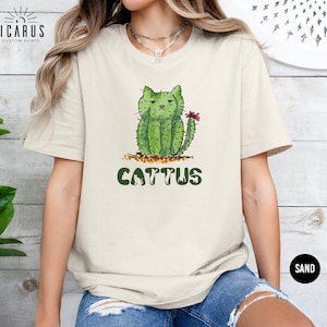Funny Cactus Cat Cattus Shirt, Cat Lover Gift, Succulent Cactus Shirt, Cat Mom Tee, Cute Cat Top for Women, Plant Lady Gardening Tee