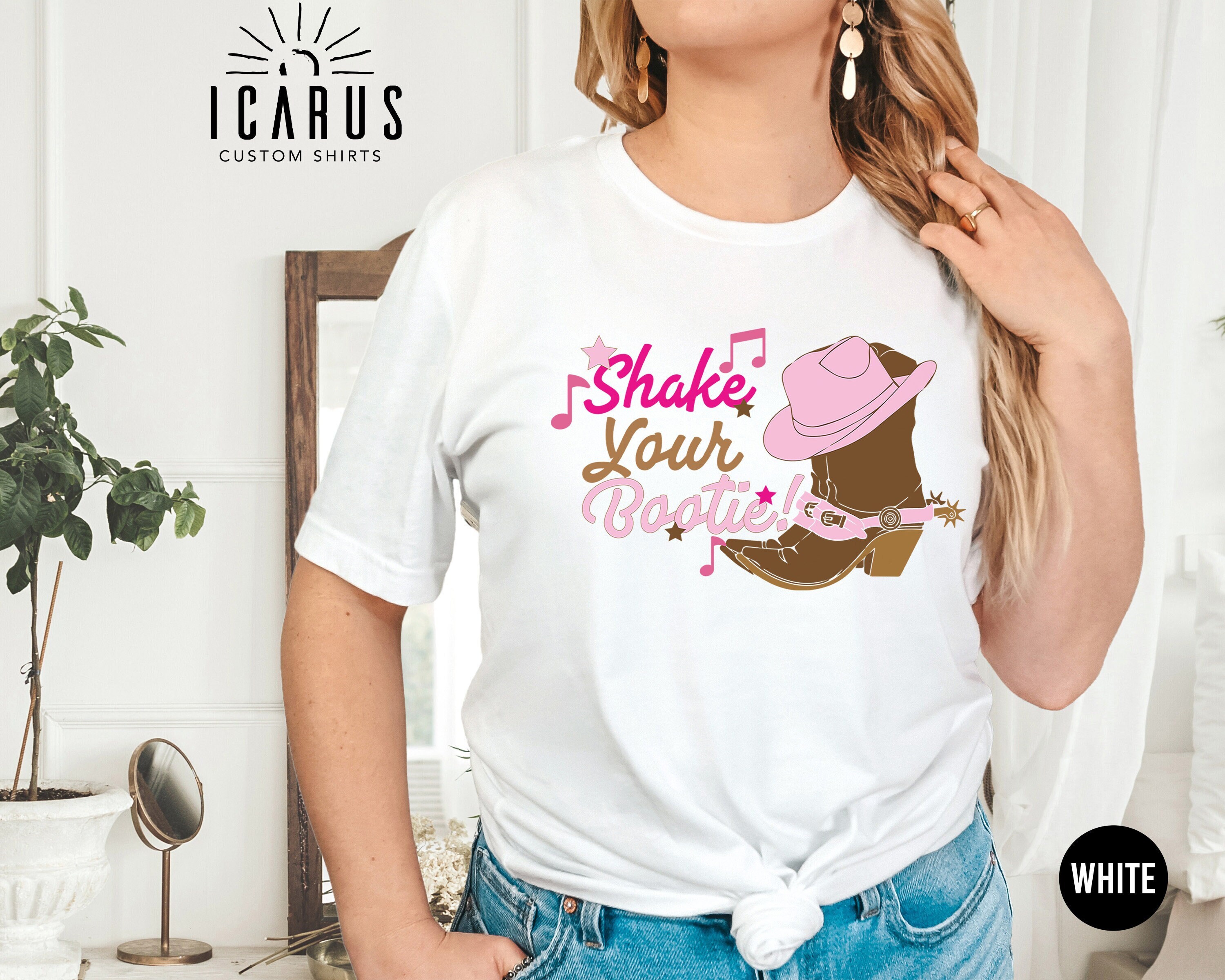 Shake Your Bootie Western Cowgirl Shirt, Women Rodeo Tee, Country Girl Gift, Bachelorette Party Birthday Matching Tee, Country Music T-Shirt