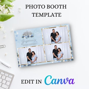 Dusty Blue Quinceañera Photo Booth Template Design