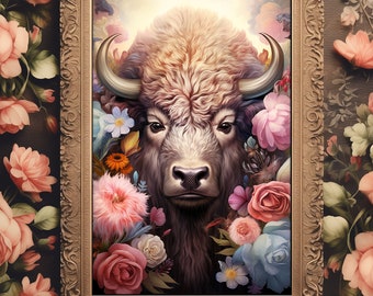 Bison Buffalo Fantasy Fine Art Print 8.5"X11" 13"X19" Home Decor, Painting, Photo, Picture, Poster A983