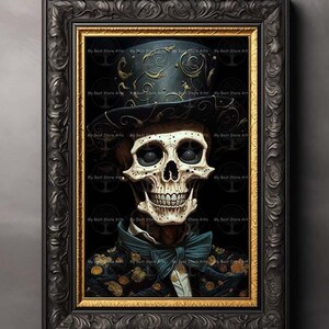 Skeleton Fantasy Art Print, Gothic Whimsical Poster, Macabre Wall Decor, Occult Witchy Artwork, Dark Academia Picture, Surreal Gothic Art