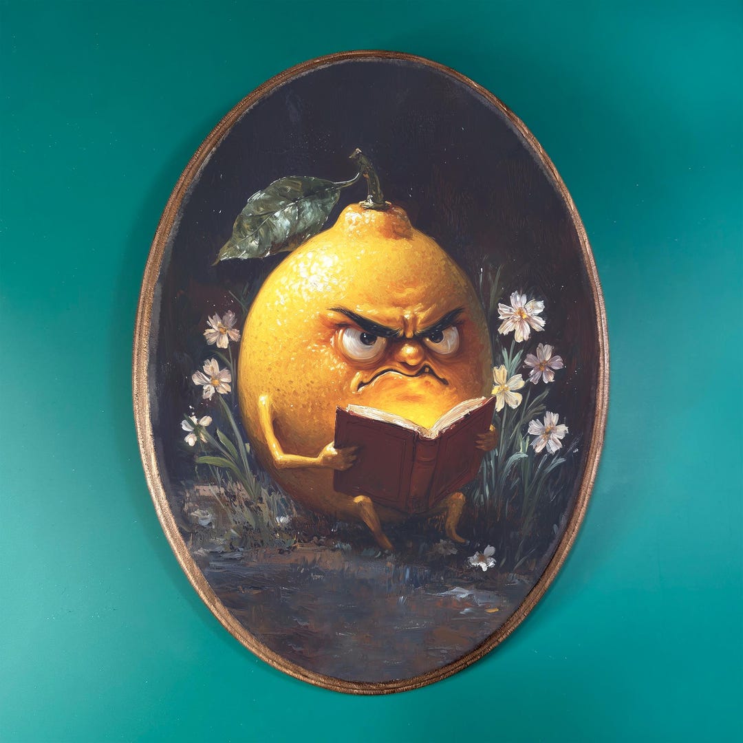 Angry Lemon Wooden Decor | Cute Fairytale Fantasy Food | Whimsical ...