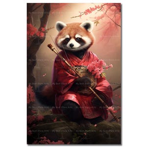 Mystical Red Panda Art Print - Fantasy Poster, Whimsical Wall Decor, Fairytale Animal Picture