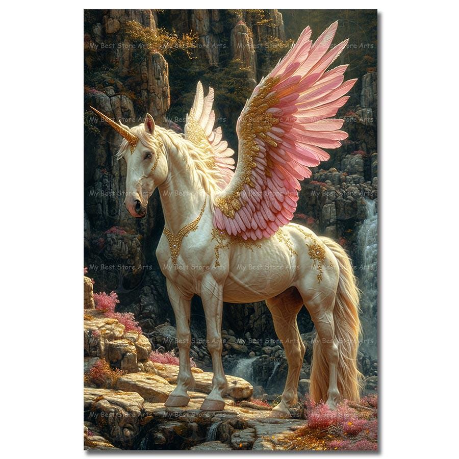 Beautiful Winged Unicorn Art Print - Fantasy Wall Decor, Pegasus Fairytale  Poster, Whimsical, Cottagecore Picture - Etsy