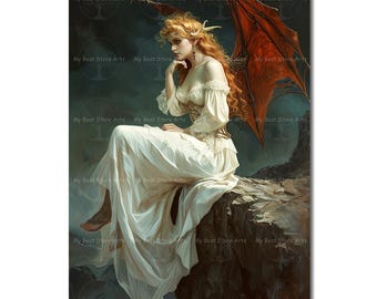 Mystical Lilith Art Print - Witchy Occult Dark Academia Poster, Gothic Pagan Wall Decor, Succubus Demon Picture