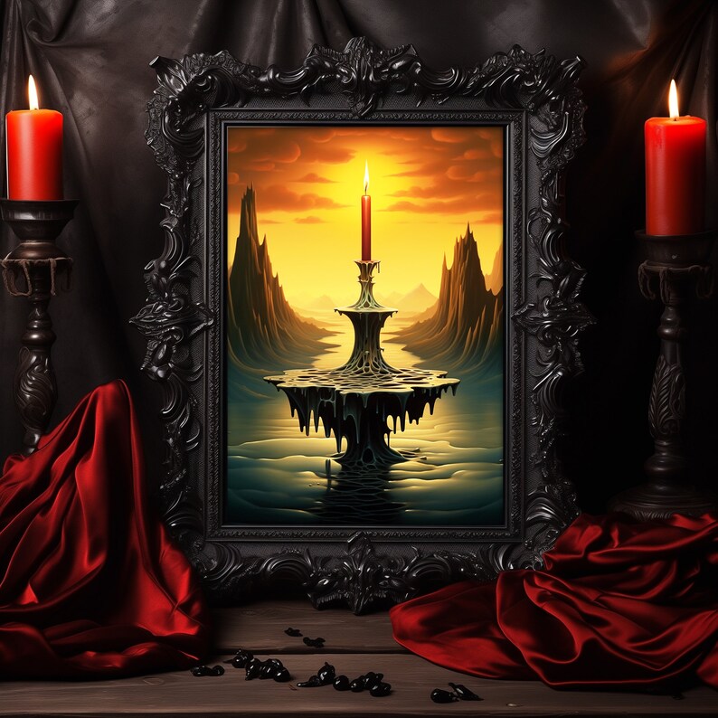 Candel Fantasy Art Print, Surreal Poster, Dark Academia Wall Decor ...