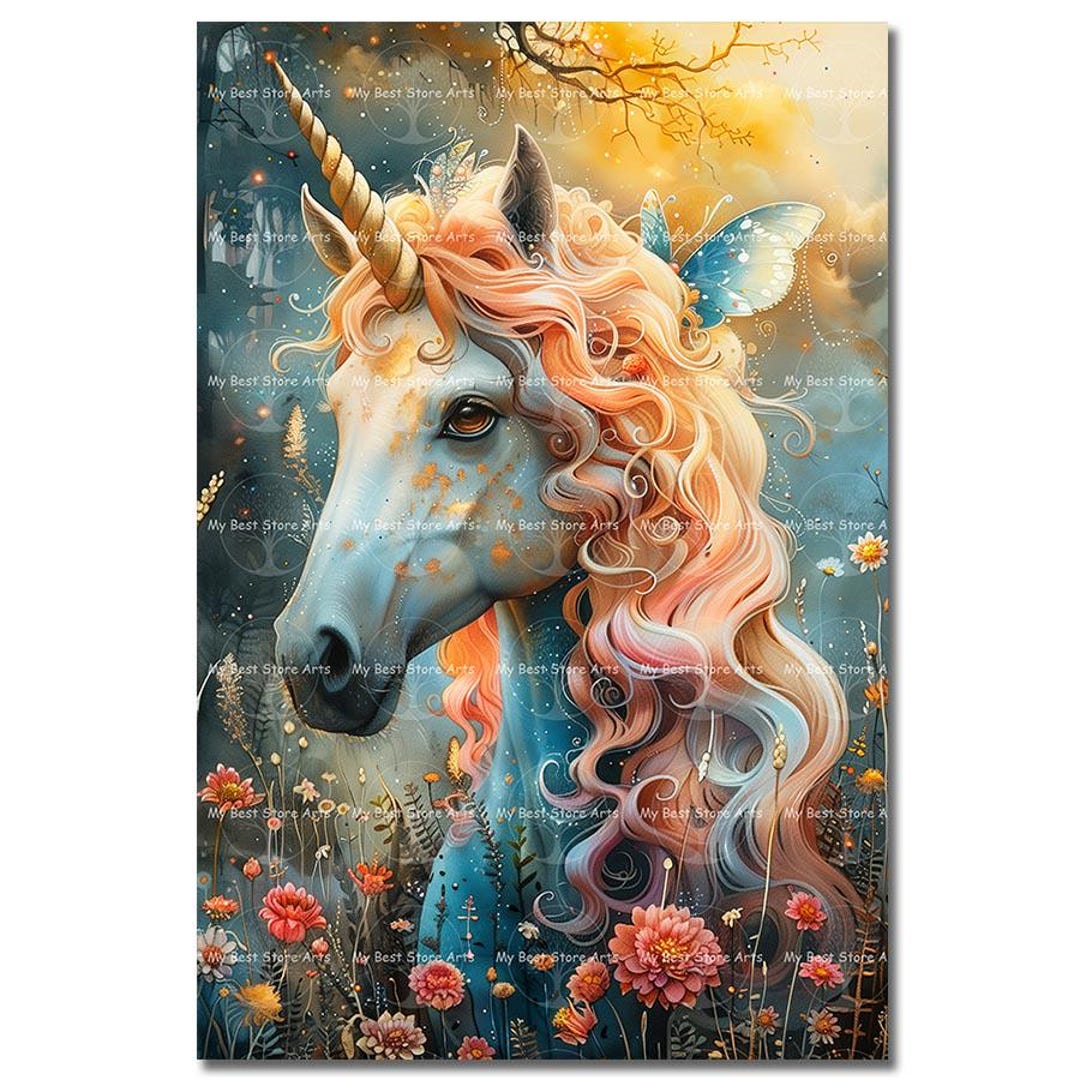 Colorful Unicorn Art Print - Fantasy Decor, Whimsical Folklore
