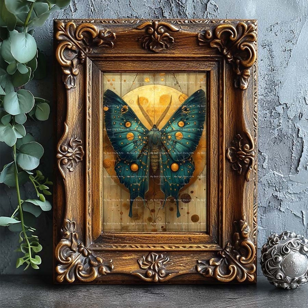 Moth and Moon Art Print - Cottagecore Poster, Witchy Wall Decor ...