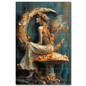 Surreal Fairy Art Print - Fantasy Picture, Gothic Fae Poster, Whimsical Wall Decor, Celestial Pixie Faerie, Folklore, Cottagecore