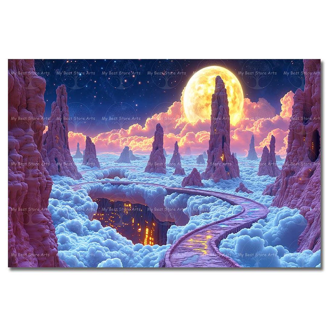 Ethereal Cosmic Tree Art Print - Surreal Fantasy Landscape Wall Decor ...