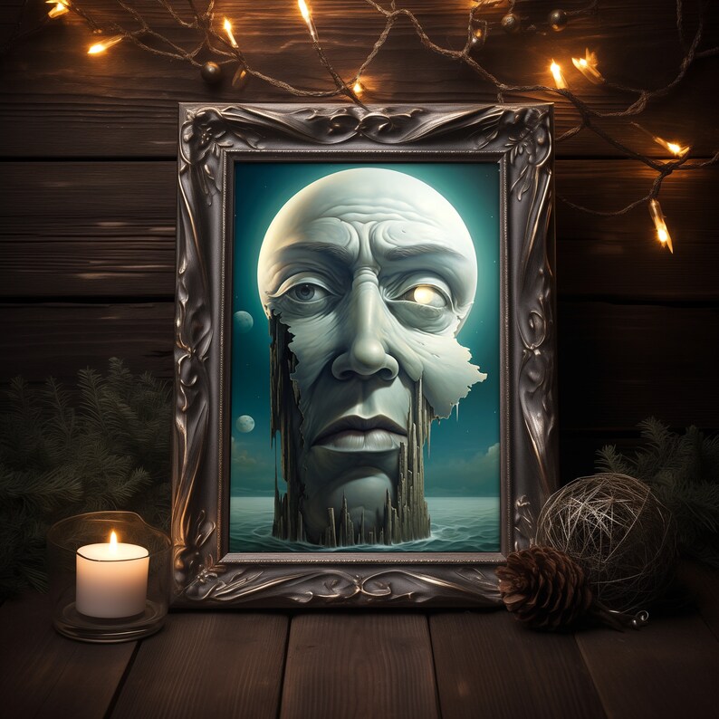 Moon Art Print Moon Wall Art Dark Moon Poster Moon Lover Gift Celestial