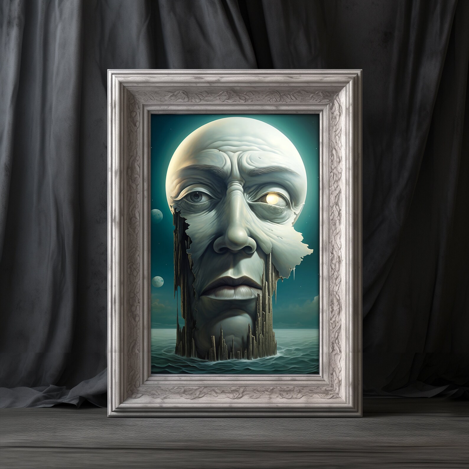 Moon Art Print Moon Wall Art Dark Moon Poster Moon Lover Gift Celestial