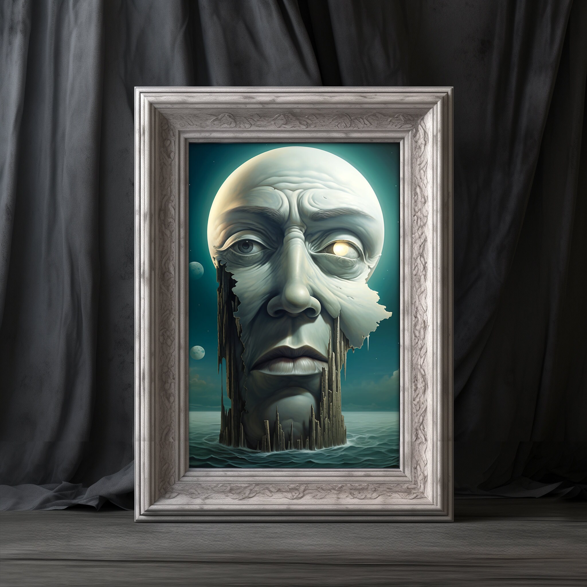 Moon Art Print Moon Wall Art Dark Moon Poster Moon Lover Gift Celestial