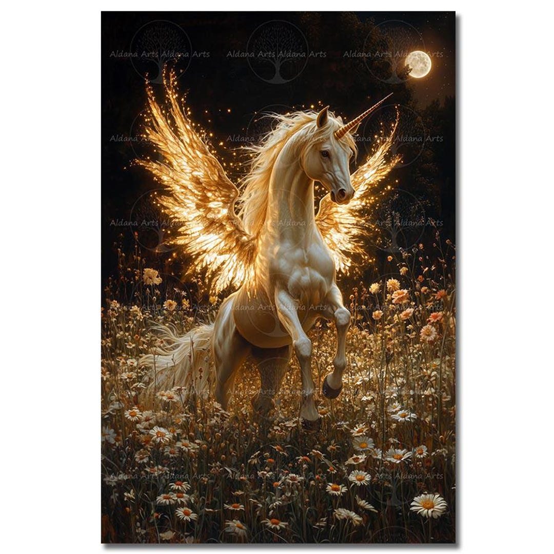 Celestial Pegasus Art Print - Fantasy Unicorn Cottagecore Picture ...