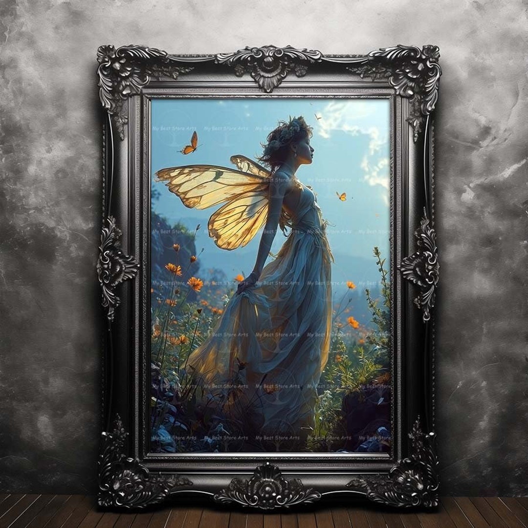 Butterfly Fairy Art Print Fantasy Wall Decor, Cottagecore Poster ...