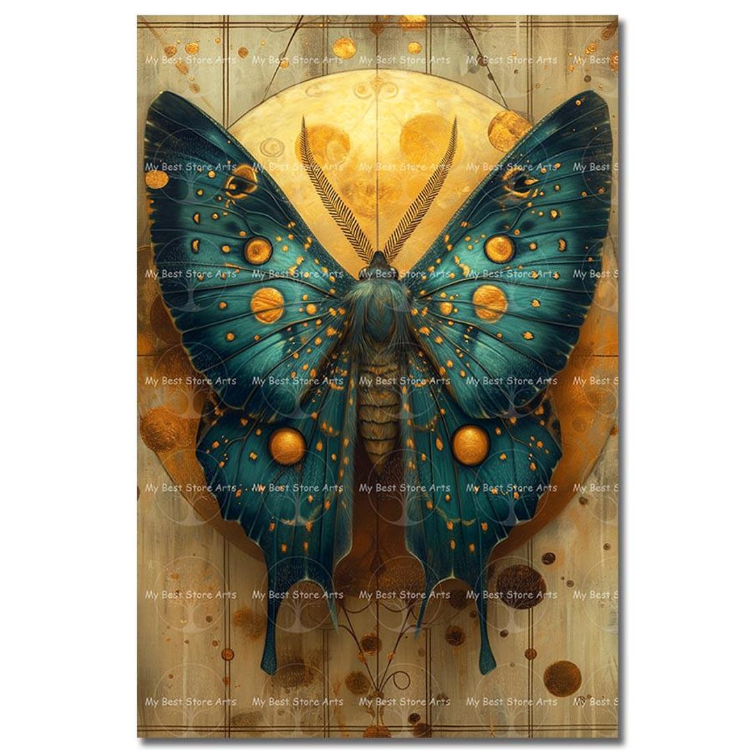 Moth and Moon Art Print - Cottagecore Poster, Witchy Wall Decor ...