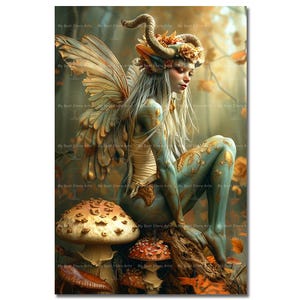 Whimsical Fae Art Print - Fantasy Cottagecore Picture, Mushroom Fairy Poster, Moody Nature Wall Decor, Cute Pixie Faerie, Folklore