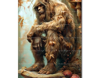 Fairytale Bigfoot Art Print - Fantasy Fairycore Decor, Whimsical