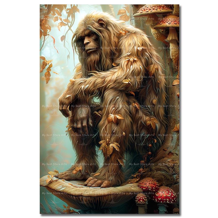 Fairytale Bigfoot Art Print - Fantasy Fairycore Decor, Whimsical