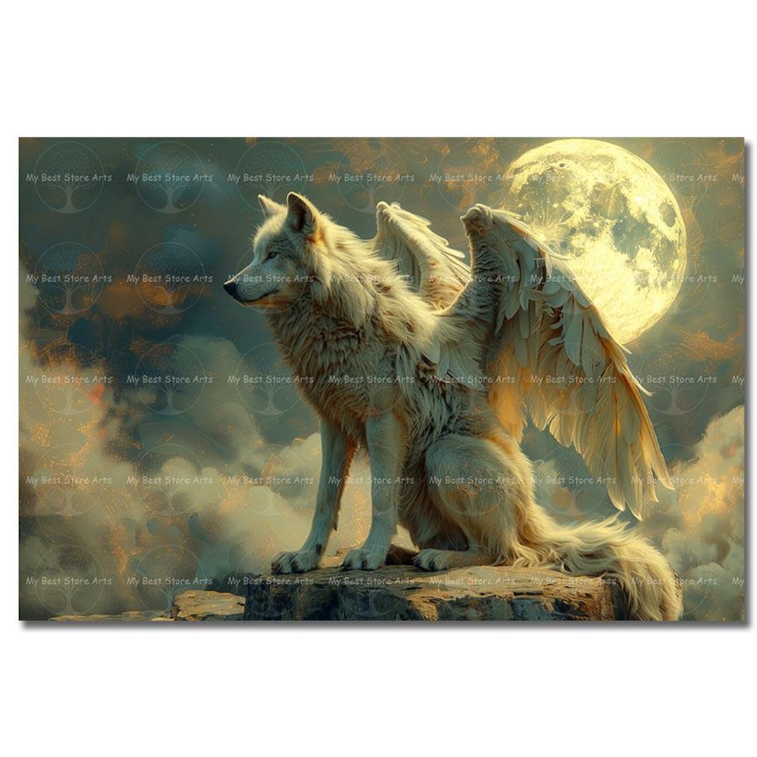 The Winged Wolf Art Print - Fantasy Decor, Snow Wolf and Moon, Celestial  Poster, Gothic Wall Decor - Etsy, image size:1080x1080