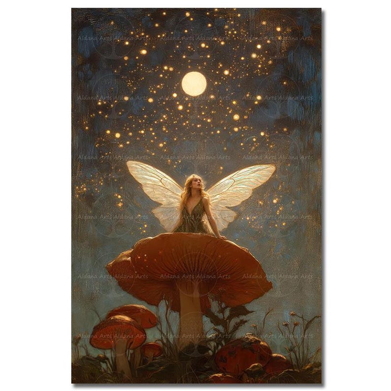 Celestial Fairy Art Print - Fantasy Poster, Dreamy Fairytale Night Wall ...