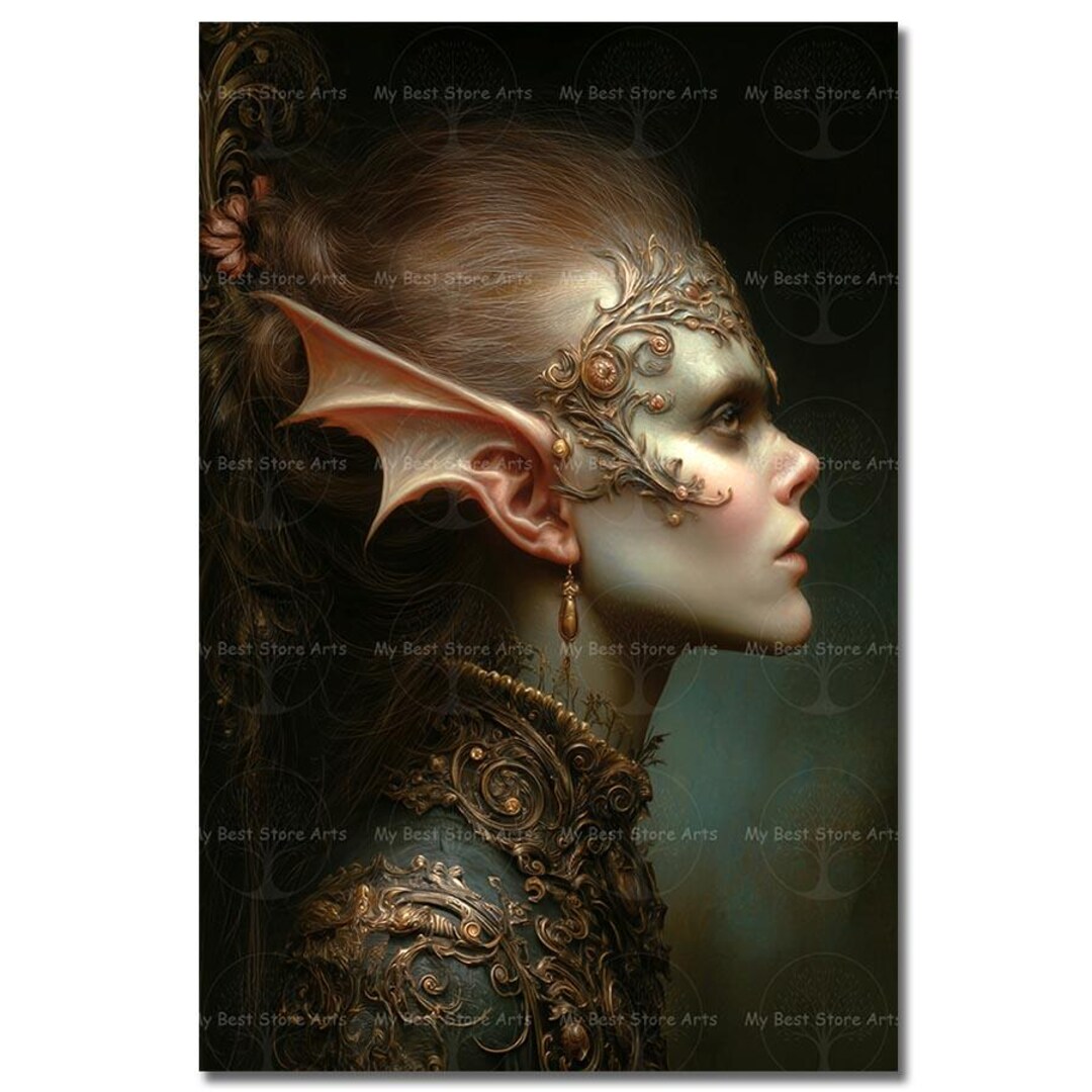 Gothic Elf Princess Art Print - Fantasy Poster, Dark Fairytale Elf Wall ...
