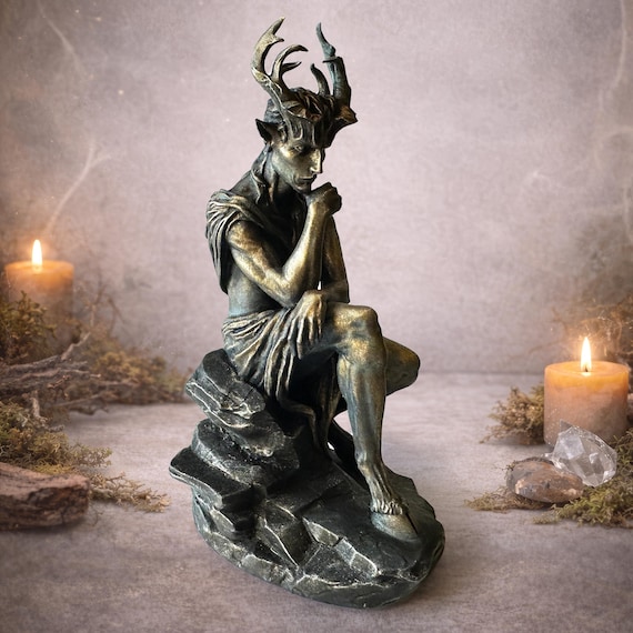 Woodland Faun 3D Printed Resin Sculpture - Hand-Painted Figurine, Mystical Nature Deity Art, Dark Fantasy Forest Satyr, Pagan Decor