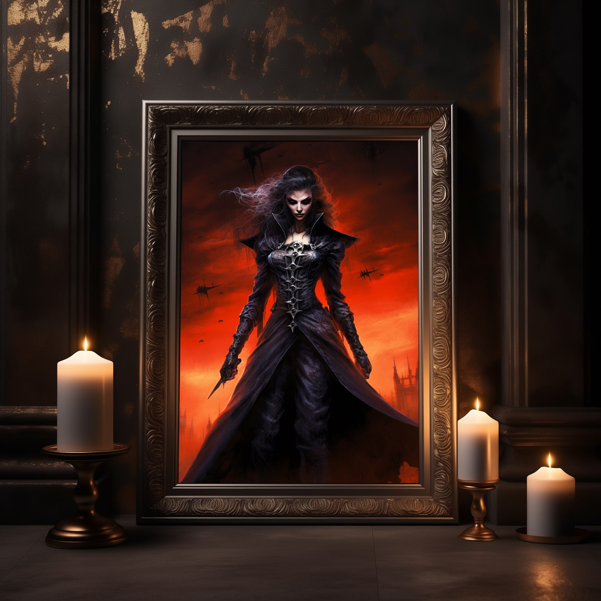 Vampire Woman Art Print, Dark Academia Poster, Witchy Artwork, Macabre ...