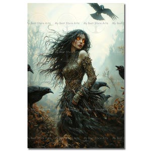 Badb War Goddess Art Print - Witchy Gothic Picture, Folklore Wall Decor, Dark Academia Pagan Poster, Fantasy Art