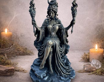 Hecate Lightweight 3D Printed Resin Sculpture - Hand-Painted Figurine, Witchy Mystical Goddess Art, Gothic Dark Academia, Pagan Altar Decor